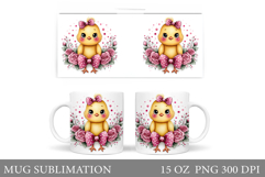 Cute Chick Mug Design. Chick Flowers Mug Wrap Sublimation Product Image 1