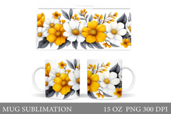 Flowers Mug Wrap Design. Flowers Sublimation Product Image 1