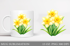 Daffodils Mug Design. Flowers Sublimation Product Image 1