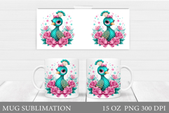 Cute Peacock Mug Sublimation. Peacock Flowers Mug Design Product Image 1