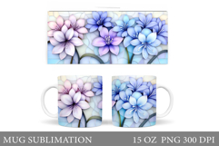 Floral Mug Sublimation. Flowers Mug Wrap Design Product Image 1