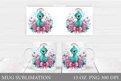 Cute Peacock Mug Sublimation. Peacock Flowers Mug Design Product Image 1