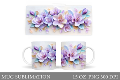 Flowers Mug Sublimation. Floral Mug Wrap Design Product Image 1