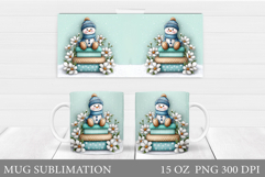 Cute Snowman Mug Design. Christmas Mug Sublimation Product Image 1