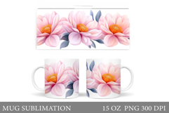 Flowers Mug Wrap Design. Flowers Sublimation Product Image 1