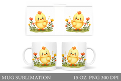Cute Chick Mug Design. Chick Spring Mug Wrap Sublimation Product Image 1