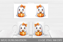 Cute Ghost Mug Design. Cute Halloween Mug Sublimation Product Image 1