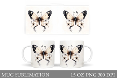Butterfly Mug Sublimation. Butterfly Flowers Mug Design Product Image 1