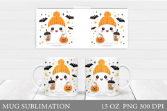 Ghost Mug Design. Cute Halloween Mug Sublimation Product Image 1