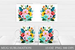 Flowers Mug Sublimation. Floral Mug Wrap Design Product Image 1