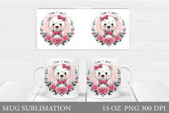 Cute Bear Mug Design. Bear Flowers Mug Sublimation Product Image 1