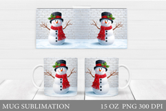 Cute Snowman Mug Design. Christmas Mug Sublimation Product Image 1