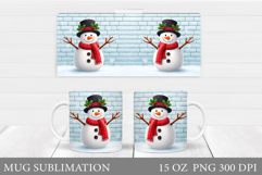 Cute Snowman Mug Design. Christmas Mug Sublimation Product Image 1