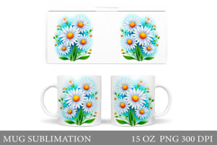 Daisy Flowers Mug Design. Flowers Mug Sublimation Product Image 1