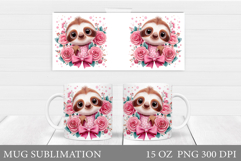Cute Sloth Mug Design. Cute Sloth Sublimation Product Image 1