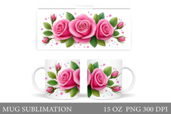 Roses Mug Sublimation. Flowers Mug Wrap Design Product Image 1