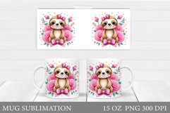 Cute Sloth Mug Design. Cute Sloth Sublimation Product Image 1