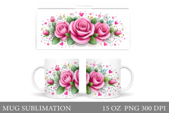 Roses Mug Wrap Design. Flowers Mug Sublimation Product Image 1