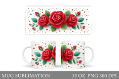 Roses Mug Wrap Design. Flowers Mug Sublimation Product Image 1