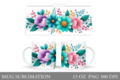 Flowers Mug Sublimation. Wildflowers Mug Design Product Image 1