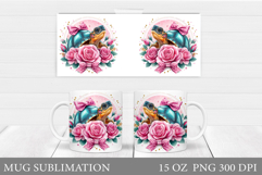 Cute Turtle Mug Design. Turtle Flowers Mug Sublimation Product Image 1