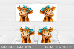 Cute Cow Mug Design. Funny Cow Sublimation Product Image 1