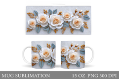 Roses Mug Wrap Design. Flowers Mug Sublimation Product Image 1