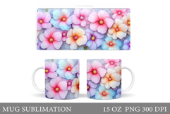 Flowers Mug Sublimation. Floral Mug Wrap Design Product Image 1