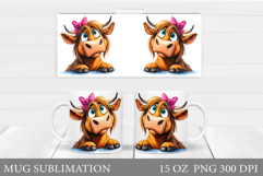 Cute Cow Mug Design. Funny Cow Sublimation Product Image 1