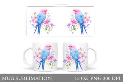 Cute Parrot Mug Design. Parrot Flowers Mug Sublimation Product Image 1