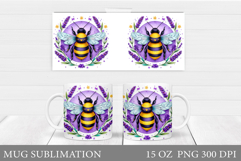 Bee Mug Sublimation. Bee Flowers Mug Design Product Image 1