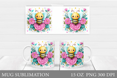Bee Mug Sublimation. Bee Flowers Mug Design Product Image 1