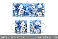 Roses Mug Wrap Design. Flowers Mug Sublimation Product Image 1