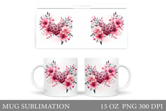 Flowers Mug Sublimation. Floral Mug Wrap Design Product Image 1