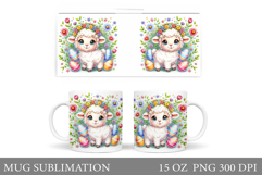 Lamb Easter Mug Sublimation. Easter Lamb Mug Design Product Image 1
