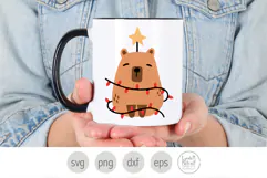 Holiday Capybara with Christmas Lights Svg and Png Product Image 2