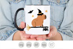 Capybara Witch on a Broomstick Svg and Png for Halloween Product Image 2