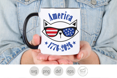Patriotic Cat in Sunglasses Svg. America 1776 to 2026 Png Product Image 5