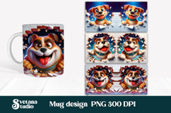 Funny dog in wall mug wrap | Funny animal mug sublimation Product Image 1