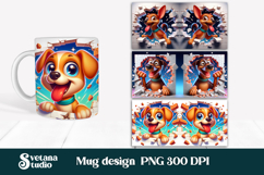 Funny dog in wall mug wrap | Funny animal mug sublimation Product Image 1