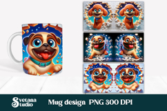 Funny dog in wall mug wrap | Funny animal mug sublimation Product Image 1