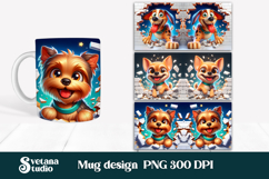 Funny dog in wall mug wrap | Funny animal mug sublimation Product Image 1