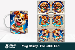 Funny dog in wall mug wrap | Funny animal mug sublimation Product Image 1