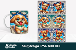 Funny dog in wall mug wrap | Funny animal mug sublimation Product Image 1