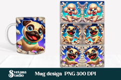 Funny dog in wall mug wrap | Funny animal mug sublimation Product Image 1