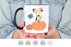 Fall Dog and Pumpkins Svg and Png. Autumn Puppy Clipart Product Image 5