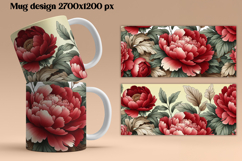 Peony flower mug wrap | Flower mug background Product Image 1