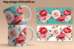 Peony flower mug wrap | Flower mug background Product Image 1