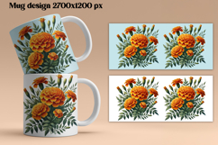 Orange marigold flower mug wrap | Flower mug background Product Image 1