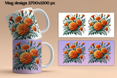 Orange marigold flower mug wrap | Flower mug background Product Image 1